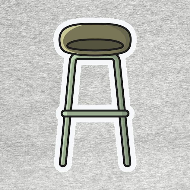 Modern Bar Stool, Chair Sticker design vector illustration. Interior indoor bar objects icon concept. Furniture for Bar and Restaurant decoration sticker style logo design with shadow. by AlviStudio